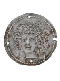 ANCIENT ROMAN SILVER MEDALLION PLAQUE MEDUSA GORGO