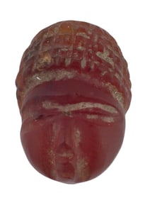 ANCIENT SUSANIAN CARVED AGATE HEAD INTAGLIO BEAD
