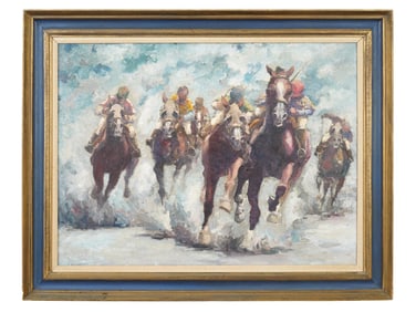 VLADIMIR LAZAREV RUSSIAN EQUESTRIAN OIL PAINTING