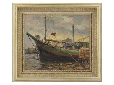 RUSSIAN OIL MARINE PAINTING BY  IVAN SOROKIN 1949