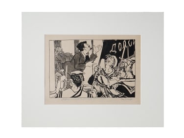 RUSSIAN OCTOBER REVOLUTION CARICATURE PAINTING