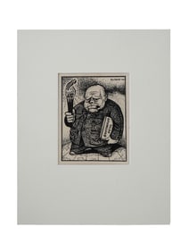 YULIY GANF RUSSIAN SOVIET POLITICAL CARTOON PAINTING