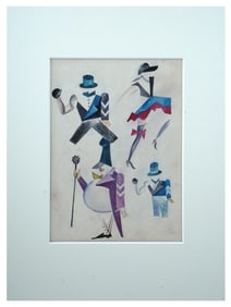 RUSSIAN COSTUME MIXED MEDIA PAINTING BY MOISEY LEVIN