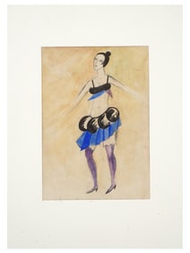 RUSSIAN COSTUME MIXED MEDIA PAINTING BY MOISEY LEVIN