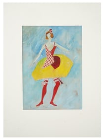RUSSIAN COSTUME MIXED MEDIA PAINTING BY MOISEY LEVIN