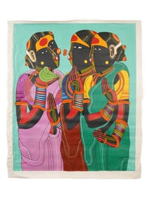 INDIAN ACRYLIC PAINTING AFTER THOTA VAIKUNTAM W COA