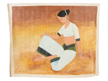 ATTR NS BENDRE INDIAN PORTRAIT ACRYLIC PAINTING