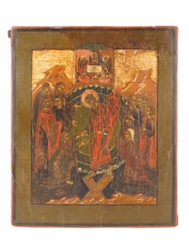 ANTIQUE 19TH C RUSSIAN ICON RESURRECTION OF JESUS