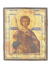 19TH CEN RUSSIAN ORTHODOX ICON OF SAINT GEORGE