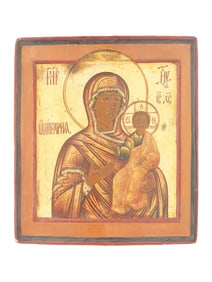 ANTIQUE 19TH C RUSSIAN ICON SMOLENSK MOTHER OF GOD