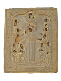 ANTIQUE 19TH C RUSSIAN ICON JOY OF ALL WHO SORROW