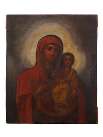 ANTIQUE RUSSIAN ORTHODOX ICON OF OUR LADY OF KAZAN