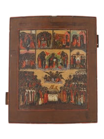 ANTIQUE RUSSIAN ORTHODOX ICON THE WEEK IN SIX DAYS