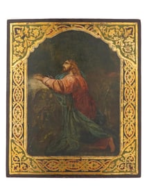 19TH C RUSSIAN ORTHODOX ICON OF THE PRAYER OF THE CUP