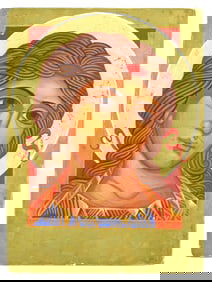 ANTIQUE RUSSIAN ICON OF ANGEL WITH GOLDEN HAIR