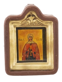 ANTIQUE 19TH C RUSSIAN ICON SAINT TATIANA FRAMED