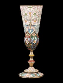 LARGE RUSSIAN SILVER CLOISONNE ENAMEL GOBLET