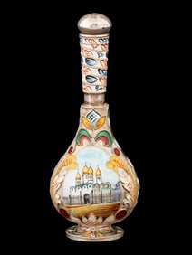 RUSSIAN SILVER CLOISONNE ENAMEL PERFUME BOTTLE