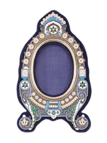 RUSSIAN SILVER CLOISONNE ENAMEL PICTURE FRAME