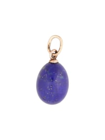 RUSSIAN 14K GOLD CARVED LAPIS LAZULI EASTER EGG PENDANT