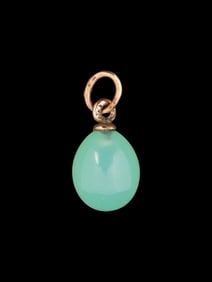RUSSIAN GOLD CARVED CHRYSOPRASE EASTER EGG PENDANT
