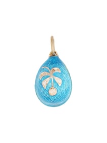 RUSSIAN SILVER GUILLOCHE ENAMEL EASTER EGG PENDANT