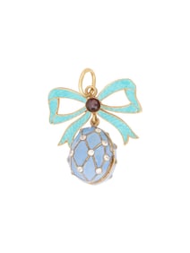 RUSSIAN GILT SILVER ENAMEL EASTER EGG LOCKET PENDANT
