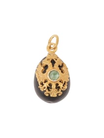 RUSSIAN SILVER JASPER EMERALD EASTER EGG PENDANT