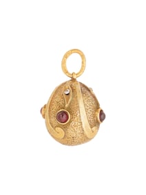 RUSSIAN GILT SILVER GEMSTONE EASTER EGG PENDANT