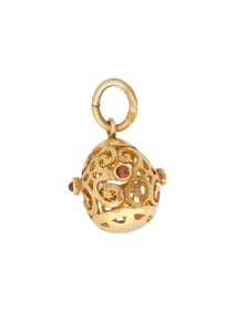 RUSSIAN GILT SILVER GEMSTONE EASTER EGG PENDANT