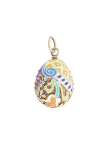 RUSSIAN SILVER CLOISONNE ENAMEL EASTER EGG PENDANT