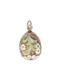 RUSSIAN SILVER CLOISONNE ENAMEL EASTER EGG PENDANT