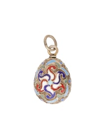 RUSSIAN SILVER CLOISONNE ENAMEL EASTER EGG PENDANT