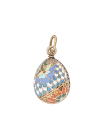 RUSSIAN SILVER CLOISONNE ENAMEL EASTER EGG PENDANT
