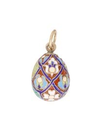 RUSSIAN SILVER CLOISONNE ENAMEL EASTER EGG PENDANT