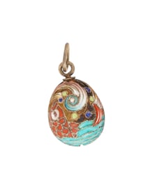 RUSSIAN SILVER CLOISONNE ENAMEL EASTER EGG PENDANT