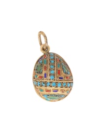 RUSSIAN GILT SILVER ENAMEL EASTER EGG PENDANT