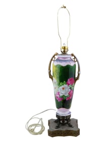 CHINESE MANNER GINBARI FLORAL ENAMEL TABLE LAMP