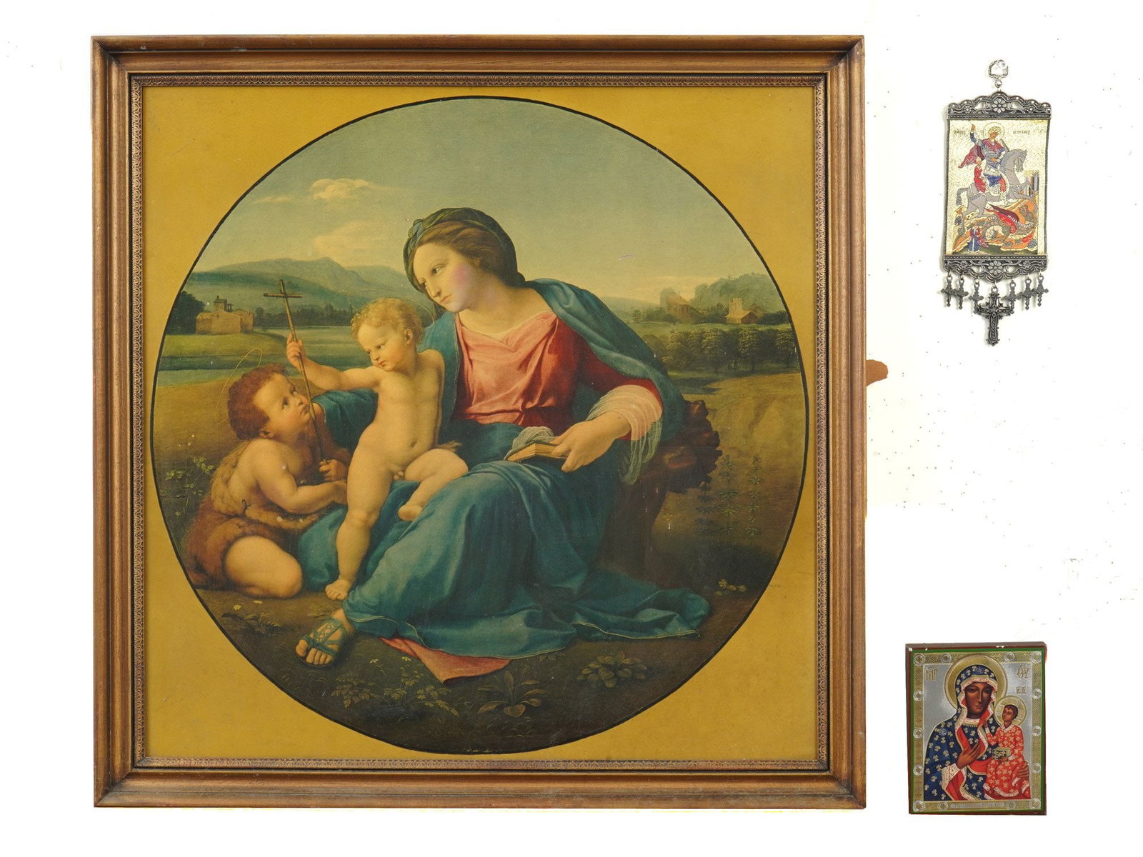 VINTAGE ST. GEORGE TAPESTRY BLACK MADONNA ALBA MADONNA (1 of 5)