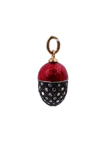 RUSSIAN SILVER AND GOLD ENAMEL DIAMONDS EGG PENDANT