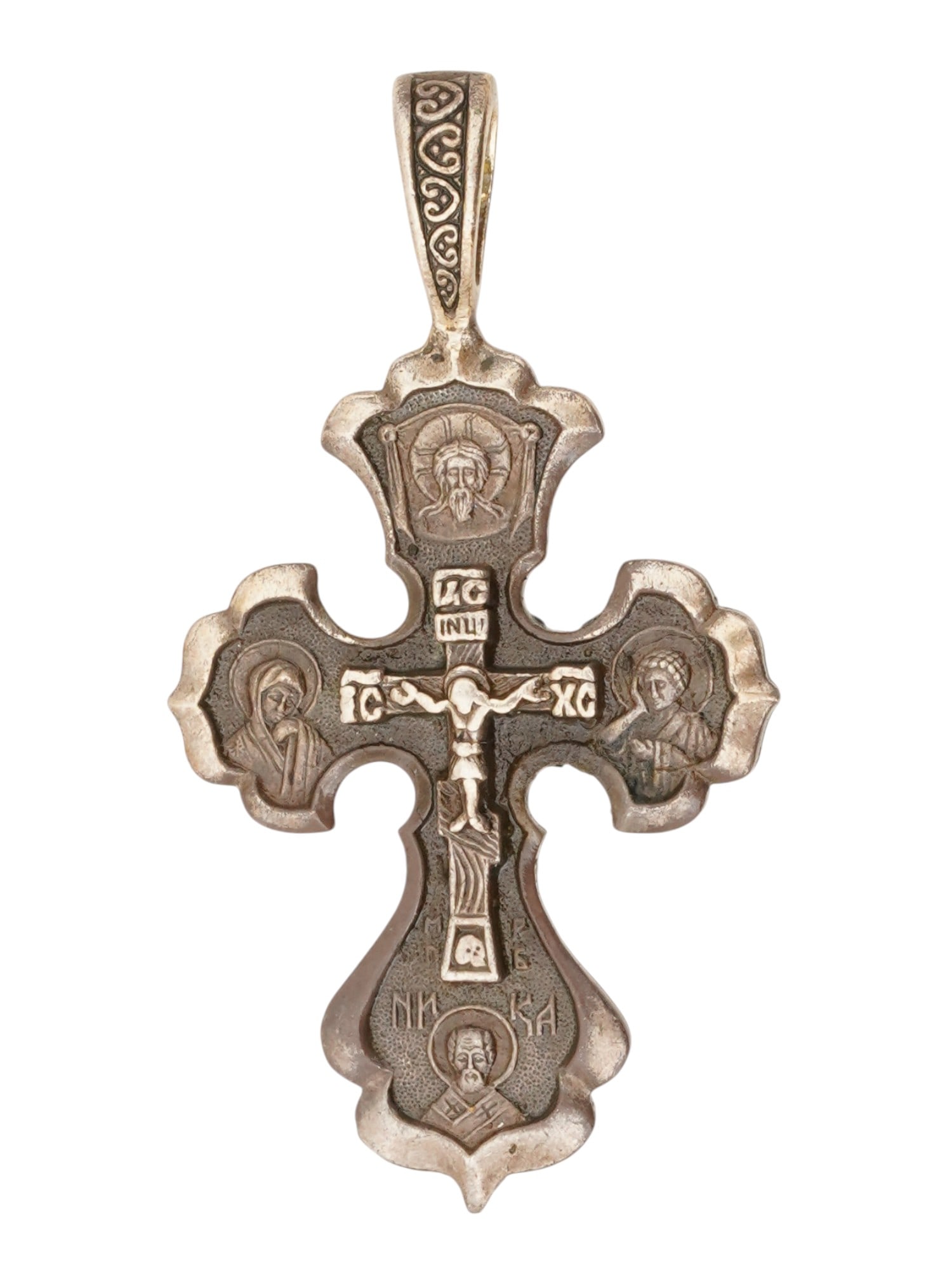 RUSSIAN ORTHODOX SILVER CRUCIFIX CROSS PENDANT (1 of 5)
