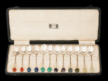 1924 BRITISH LIBERTY CO SILVER COFFEE SPOONS SET IOB