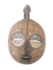 CENTRAL AFRICAN LUBA CARVED WOODEN MASK FROM CONGO