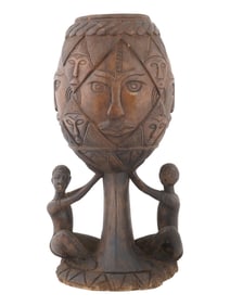 AFRICAN BAGA CARVED HEALING POT FROM GUINEA