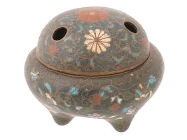 JAPANESE MEIJI CLOISONNE TRIPOD INSENCE BURNER