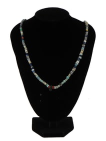 ANCIENT ROMAN FAIENCE AND SILVER BEADED NECKLACE