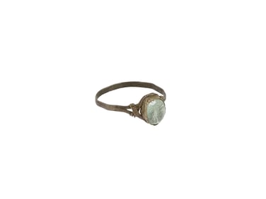 ANCIENT HELLENISTIC SILVER RING W GLASS INTAGLIO 200-100BC