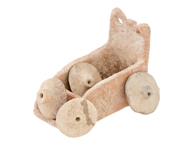 ANCIENT BRONZE AGE HITTITE CLAY CHARIOT FIGURINE