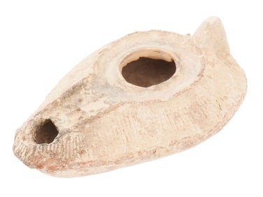 LARGE ANCIENT BYZANTINE TERRACOTTA POTTERY OIL LAMP