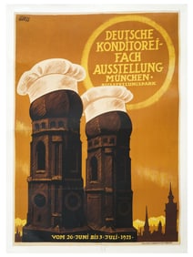 ANTIQUE GERMAN EXHIBITION POSTER BY FRANZ PAUL GLASS